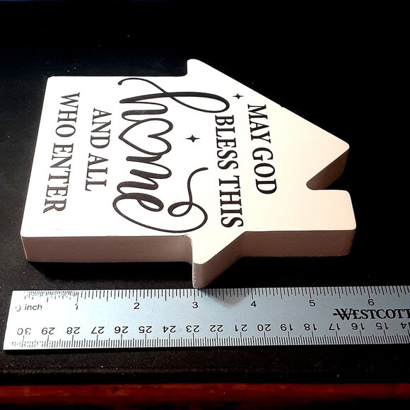 House Shaped Wood Block: May God Bless This Home and All Who Enter - Lot of 2 - Picture 7 of 8